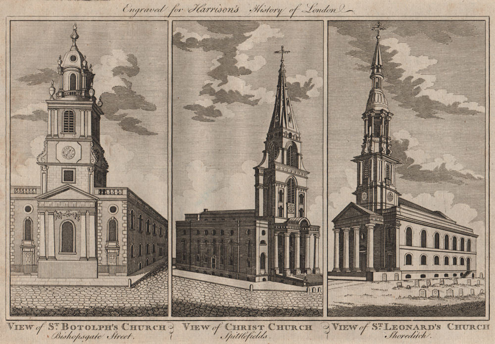 St Botolph-w/o-Bishopsgate Christ Church Spitalfields St Leonard Shoreditch 1775